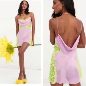 New! For Love and Lemons Silky satin Slip Dress lavendar purple 31235